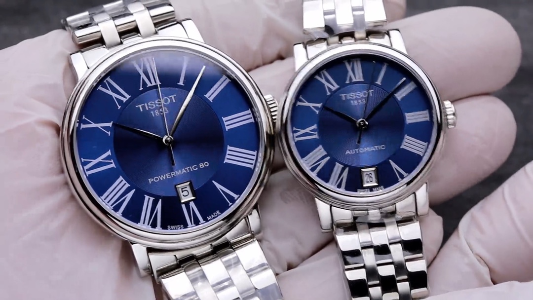 Tissot Carson T122 Automatic Couple Watches, Blue Sapphire Crystal, Stainless Steel