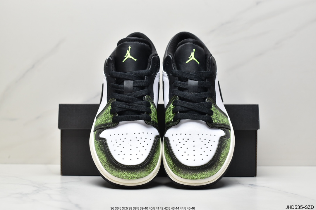 190 Air Jordan 1 Low “Wear Away” Color: Black/Electric Green Style DN3705-003