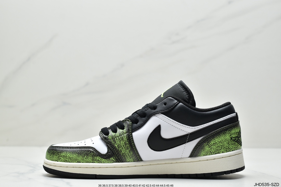 190 Air Jordan 1 Low “Wear Away” Color: Black/Electric Green Style DN3705-003