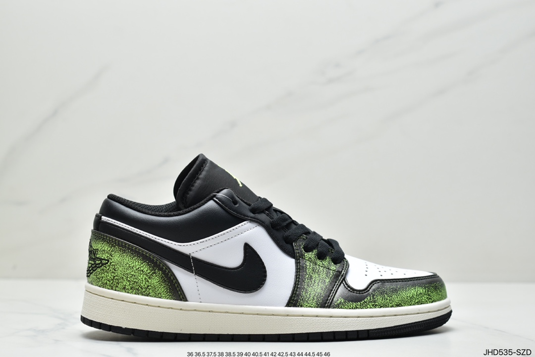 190 Air Jordan 1 Low “Wear Away” Color: Black/Electric Green Style DN3705-003