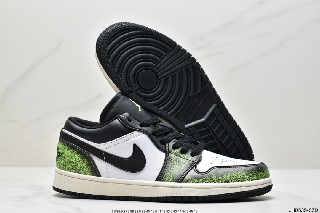 190 Air Jordan 1 Low “Wear Away” Color: Black/Electric Green Style DN3705-003
