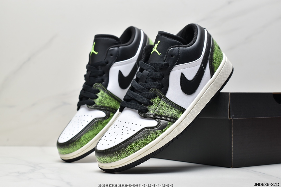 190 Air Jordan 1 Low “Wear Away” Color: Black/Electric Green Style DN3705-003