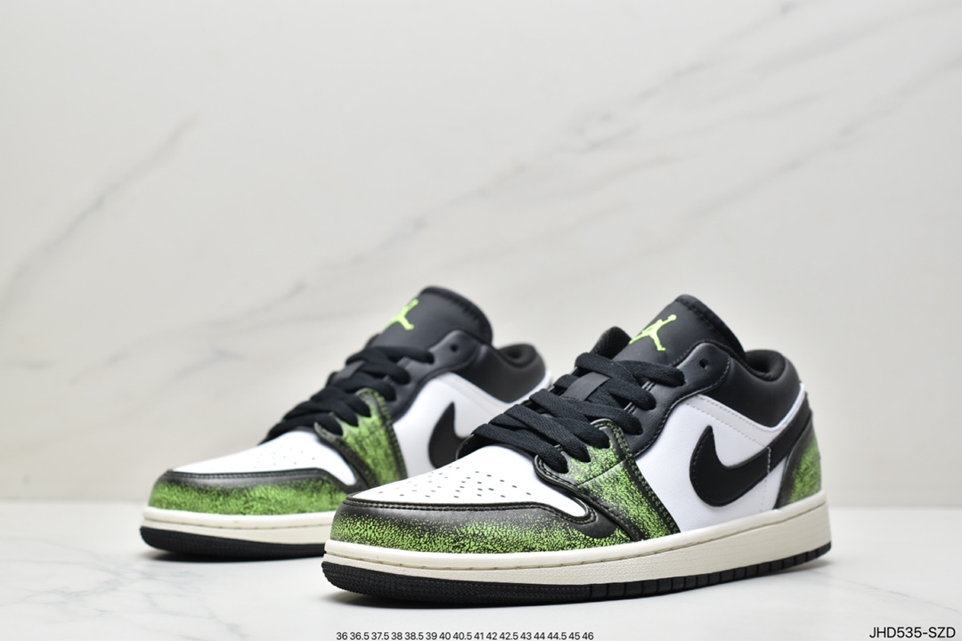 190 Air Jordan 1 Low “Wear Away” Color: Black/Electric Green Style DN3705-003