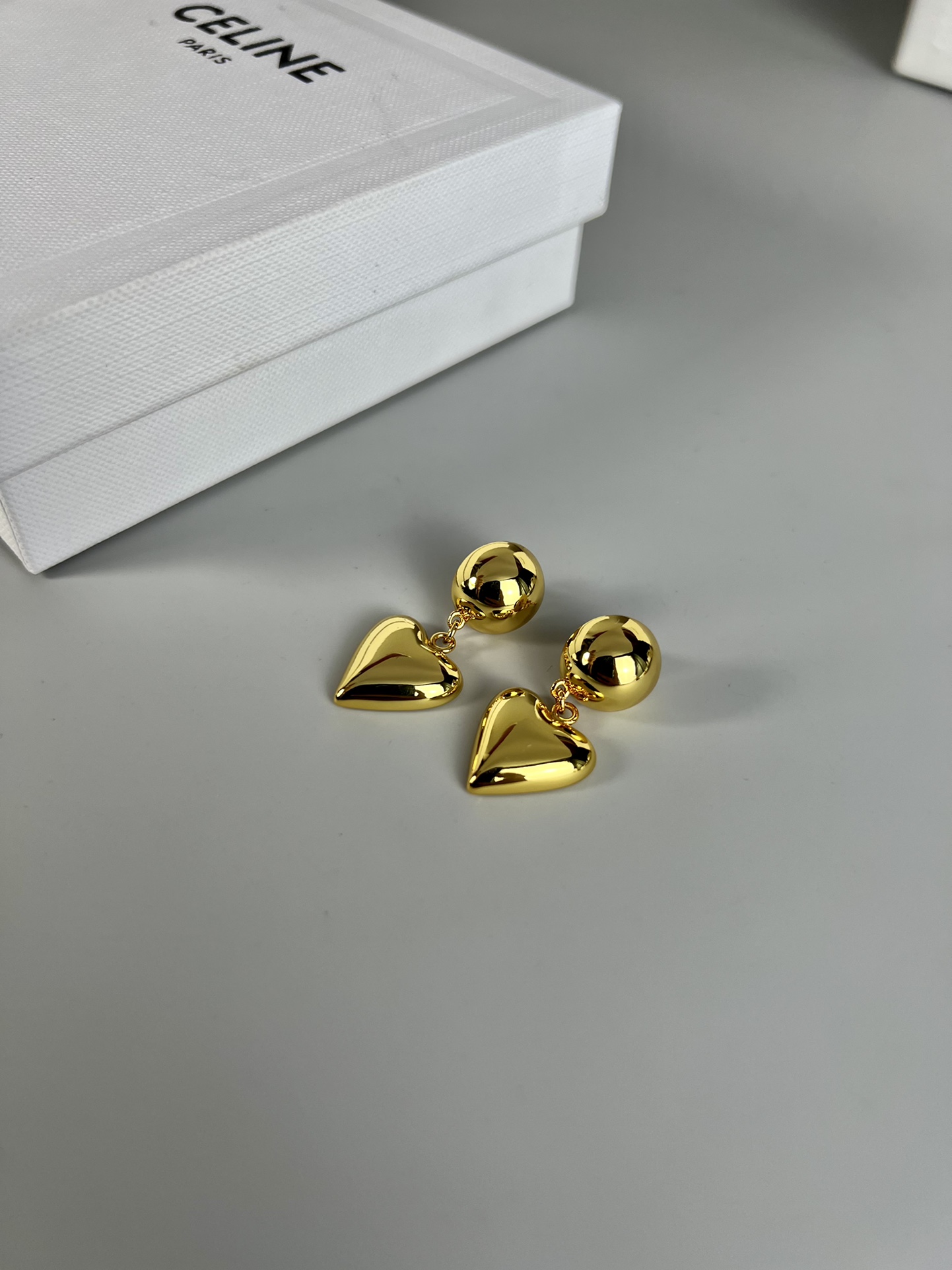 Celine Heart Drop Earrings earrings Gold-tone metal no accent stones One Size