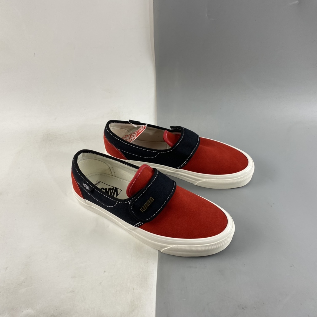 Vans Slip-On New High Street FOG Black Red White Skateboard Shoes VN0A3J9FPQR