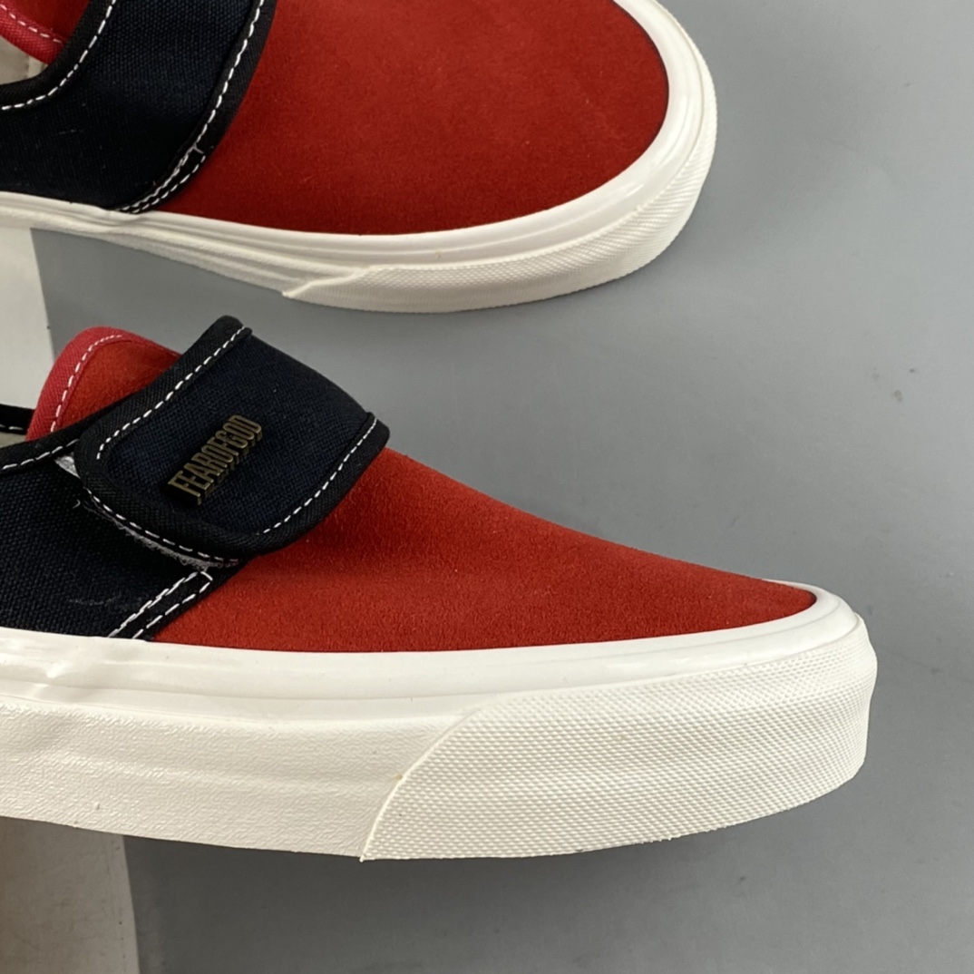 Vans Slip-On New High Street FOG Black Red White Skateboard Shoes VN0A3J9FPQR