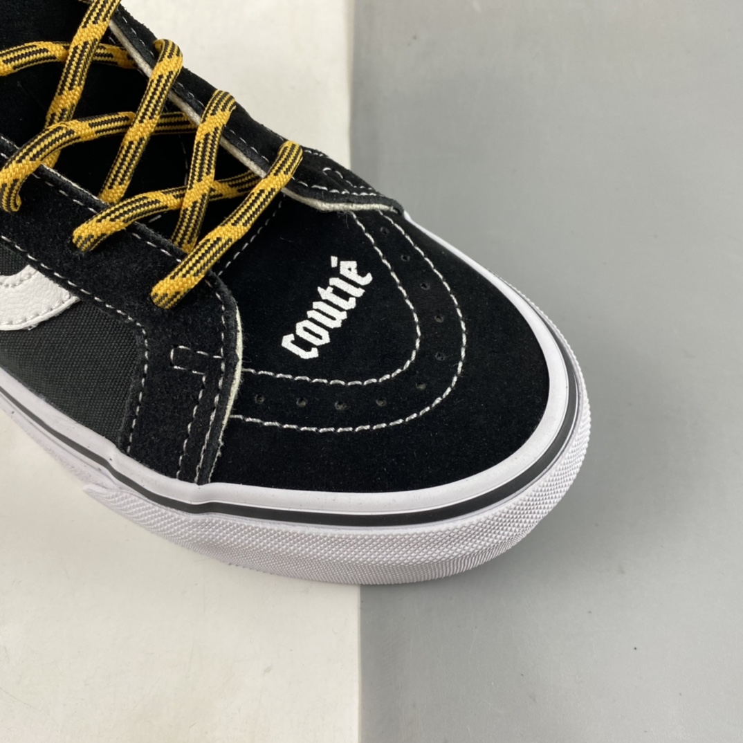 Coutie Vans x One World 2 Joint Limited Edition Black and Yellow Letter Medium Top Casual Canvas Shoes VN0A391F3TGT