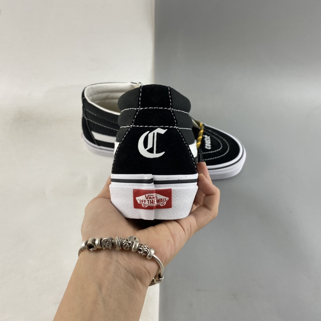 Coutie Vans x One World 2 Joint Limited Edition Black and Yellow Letter Medium Top Casual Canvas Shoes VN0A391F3TGT