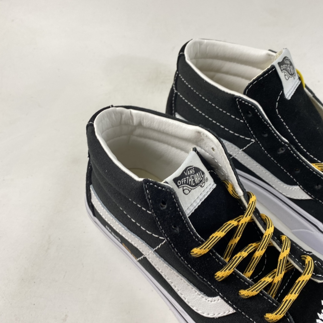 Coutie Vans x One World 2 Joint Limited Edition Black and Yellow Letter Medium Top Casual Canvas Shoes VN0A391F3TGT