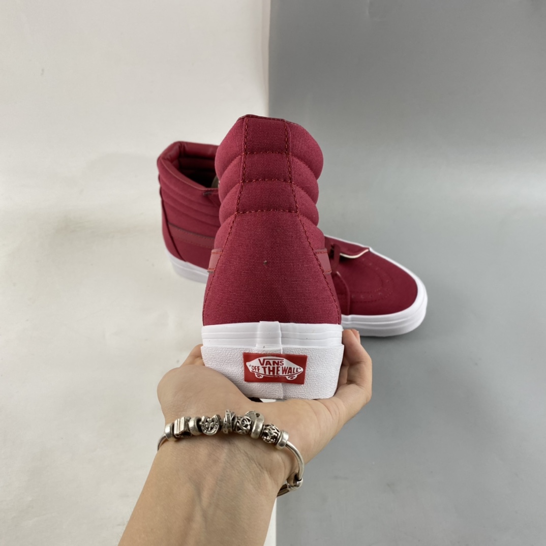 Vans SK8-Hi Vans official wine red canvas high-top vulcanized casual sneakers VN0A38GEMX2