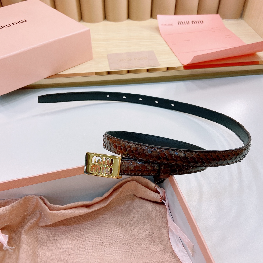 MiuMiu徽标跃于此款细腰带的金属