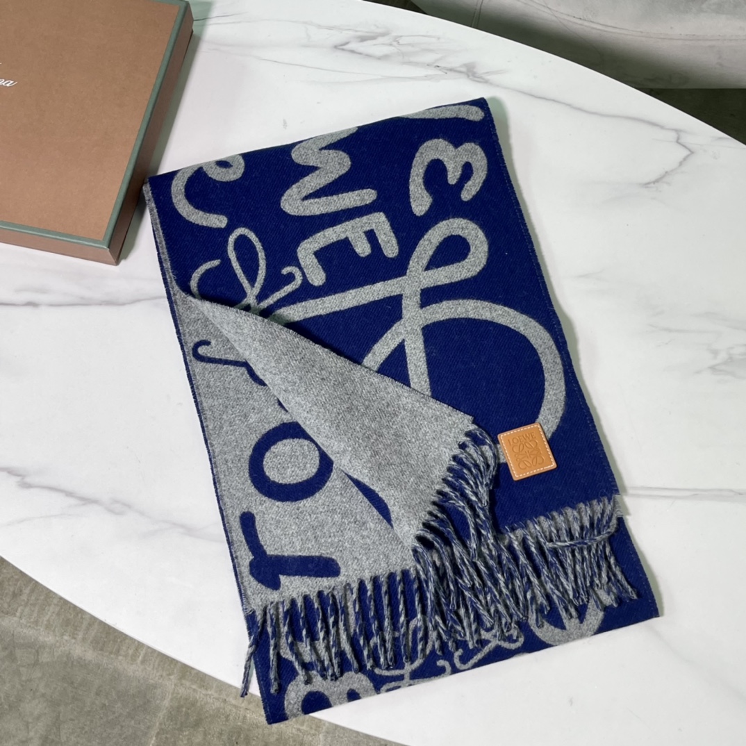 Loewe Scarf Blue Grey Cashmere Wool Fall Collection