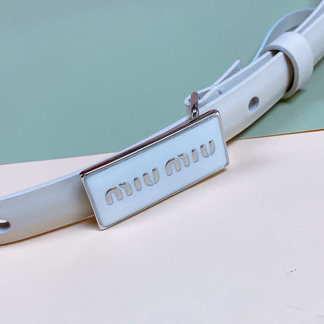 [Miu Miu Belts]Miu Miu 22 resin black and white micro labels Minimalist style