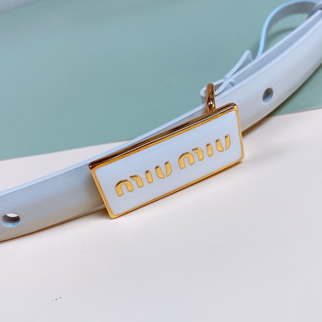 [Miu Miu Belts]Miu Miu 22 resin black and white micro labels Minimalist style