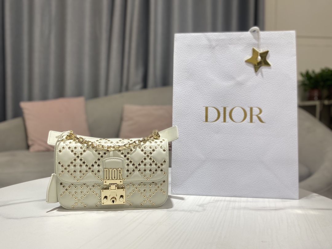 Dior Bags Handbags Highest Product Quality
 Gold White Sheepskin Fashion Chains