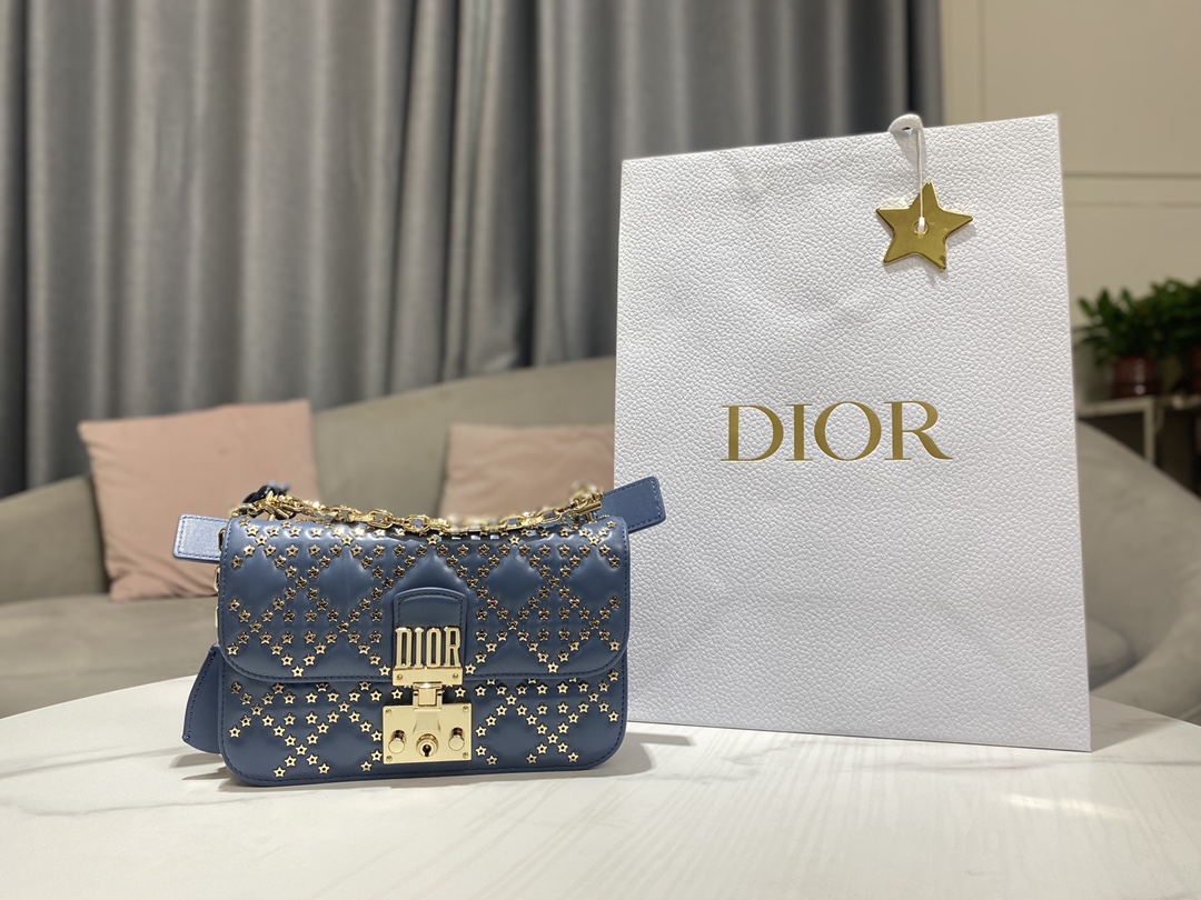 Dior Bags Handbags Blue Gold Sheepskin Fashion Chains