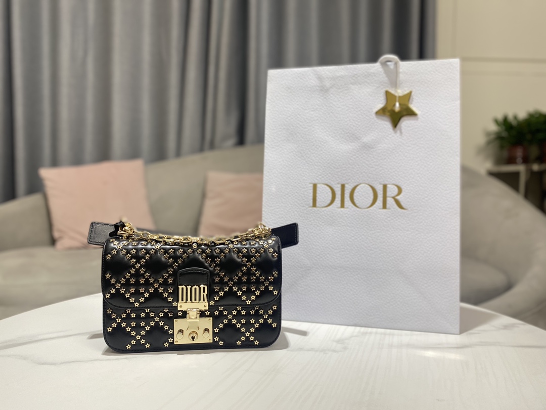 Dior Bags Handbags Black Gold Sheepskin Fashion Chains
