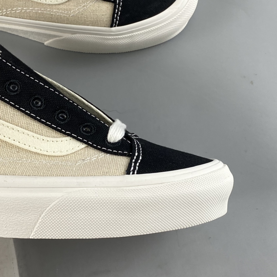 Vans Eco Theory Environmental Recycling Series FOG Color Matching Beige Stitching Linen Low Top Casual Sneakers VN0A54F4BLK