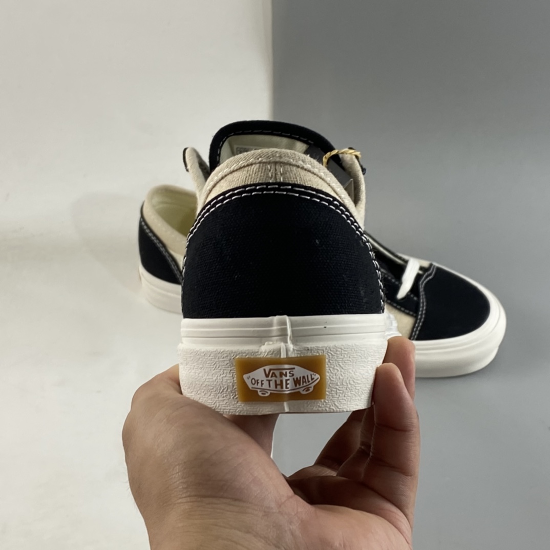 Vans Eco Theory Environmental Recycling Series FOG Color Matching Beige Stitching Linen Low Top Casual Sneakers VN0A54F4BLK