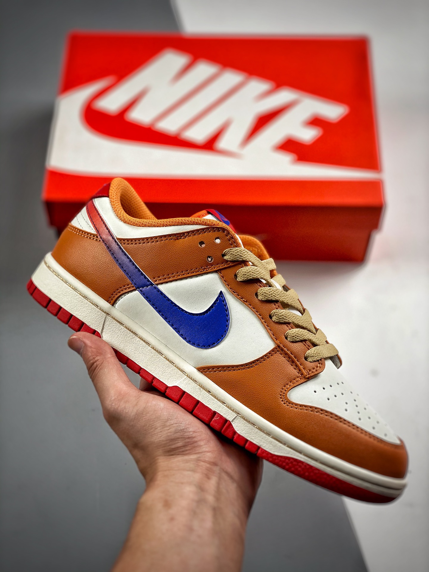 -4 Nk Dunk SB Low Blanco, naranja y azul, la mejor opción en relación calidad-precio, fotos reales de estreno, material…