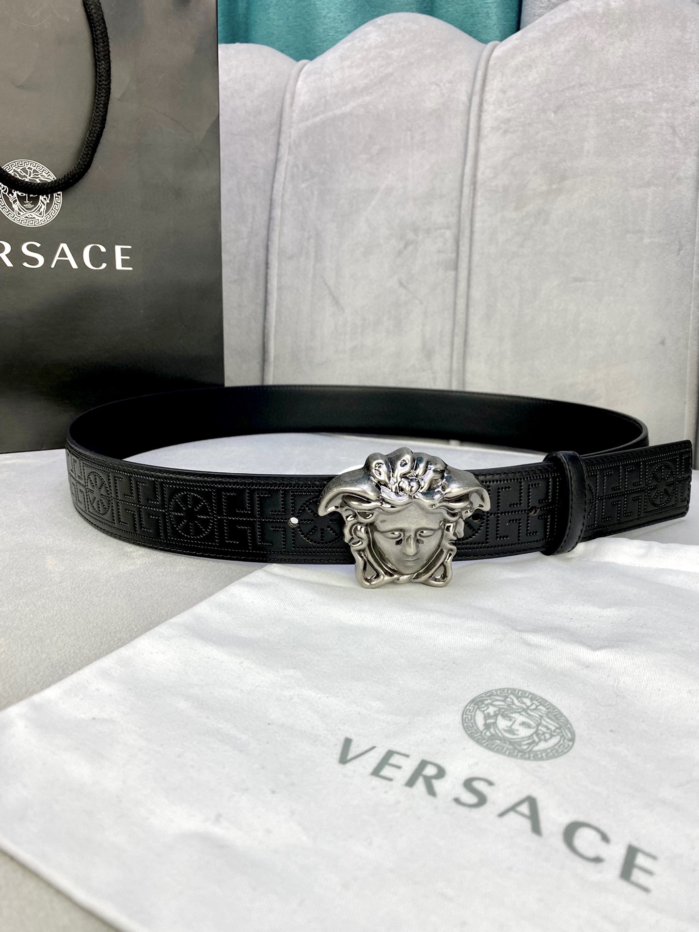 Versace Palazzo Series: 3D Medusa Belt with Ancient Greek Design (4.0 cm Width)