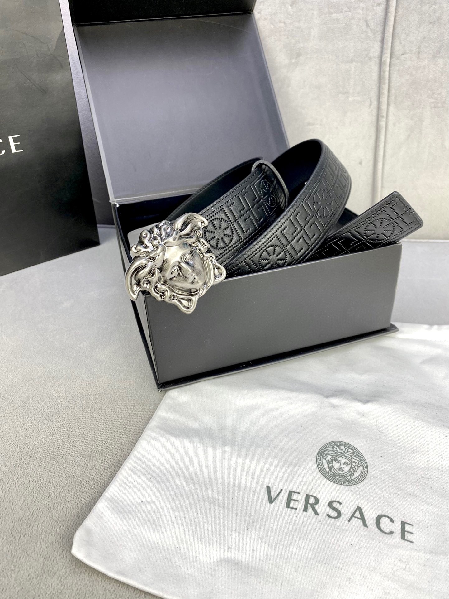 Versace Palazzo Series: 3D Medusa Belt with Ancient Greek Design (4.0 cm Width) - 图片 2