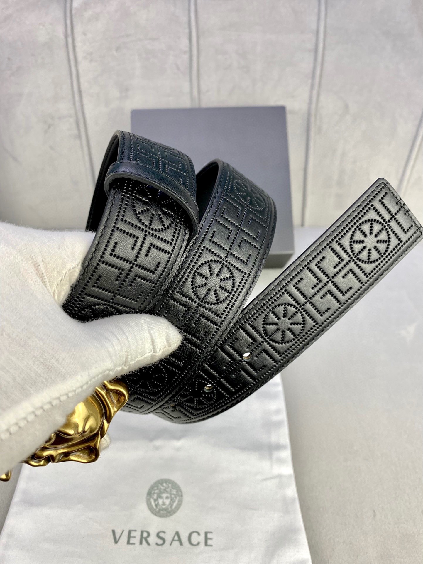 Versace Palazzo Series: 3D Medusa Belt with Ancient Greek Design (4.0 cm Width) - 图片 8