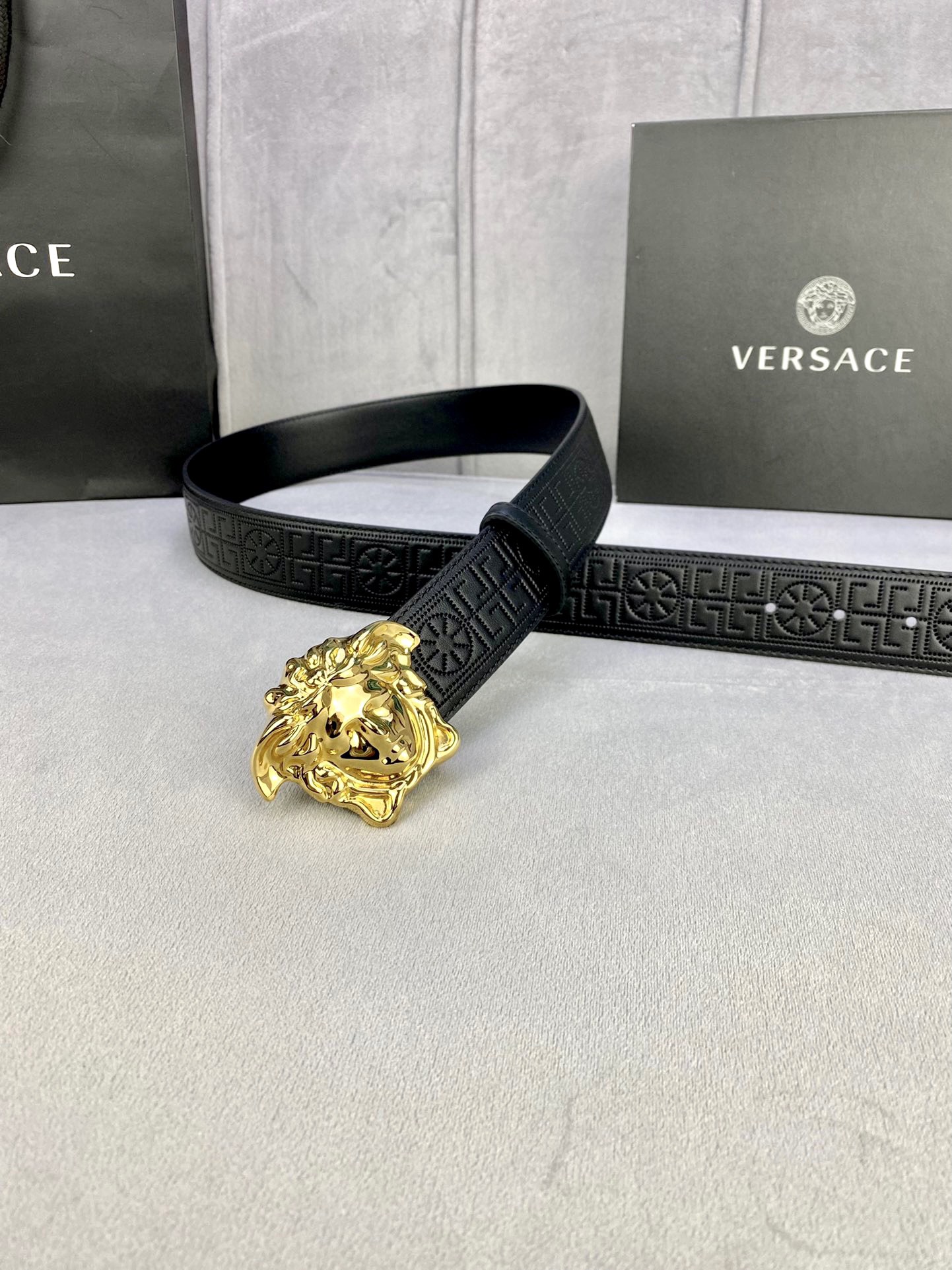 Versace Palazzo Series: 3D Medusa Belt, 4.0 cm Width, Ancient Greek Design - 图片 5