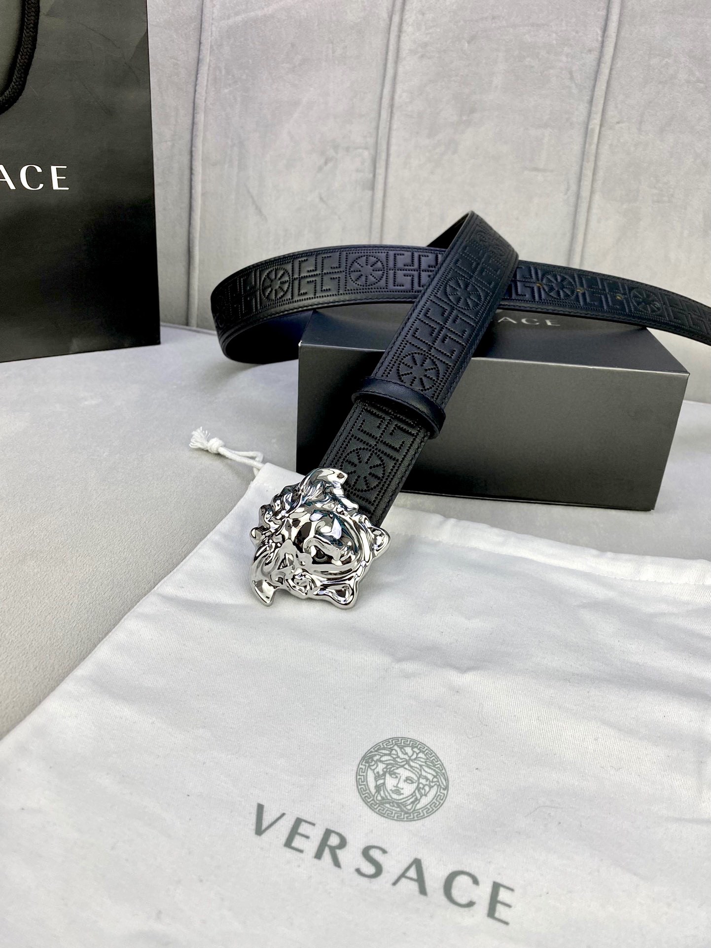 Versace Palazzo Series: 3D Medusa Belt, 4.0 cm Width, Ancient Greek Design - 图片 7