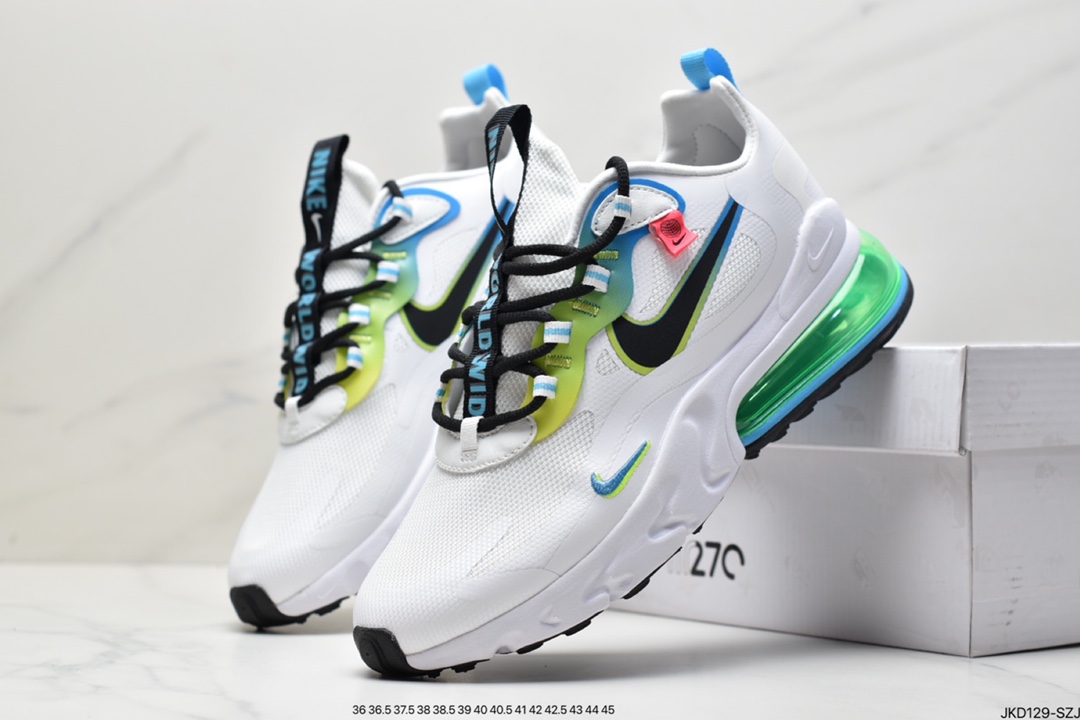 160 耐克Nike Air Max 270 React 270瑞亚赛车系列透气后半掌气垫百搭运动慢跑鞋 CJ0620