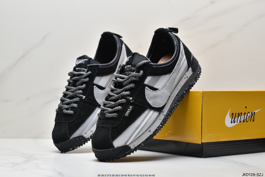 160 联乘洛杉矶知名店铺Union LA x Nike Cortez Low”Black”阿甘改良初代低帮复古经典休闲运动慢跑鞋 DR1413-007
