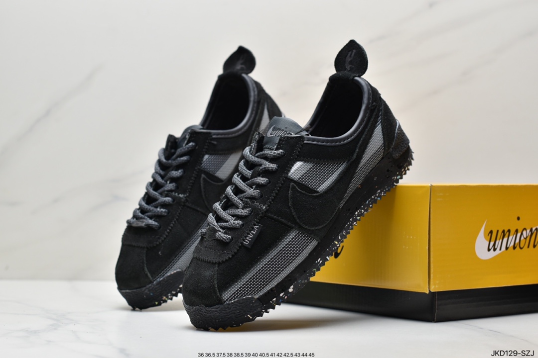 160 联乘洛杉矶知名店铺Union LA x Nike Cortez Low”Black”阿甘改良初代低帮复古经典休闲运动慢跑鞋 DR1413-007