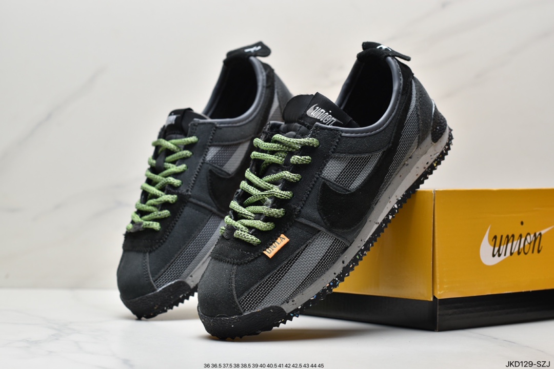 160 联乘洛杉矶知名店铺Union LA x Nike Cortez Low”Black”阿甘改良初代低帮复古经典休闲运动慢跑鞋 DR1413-007