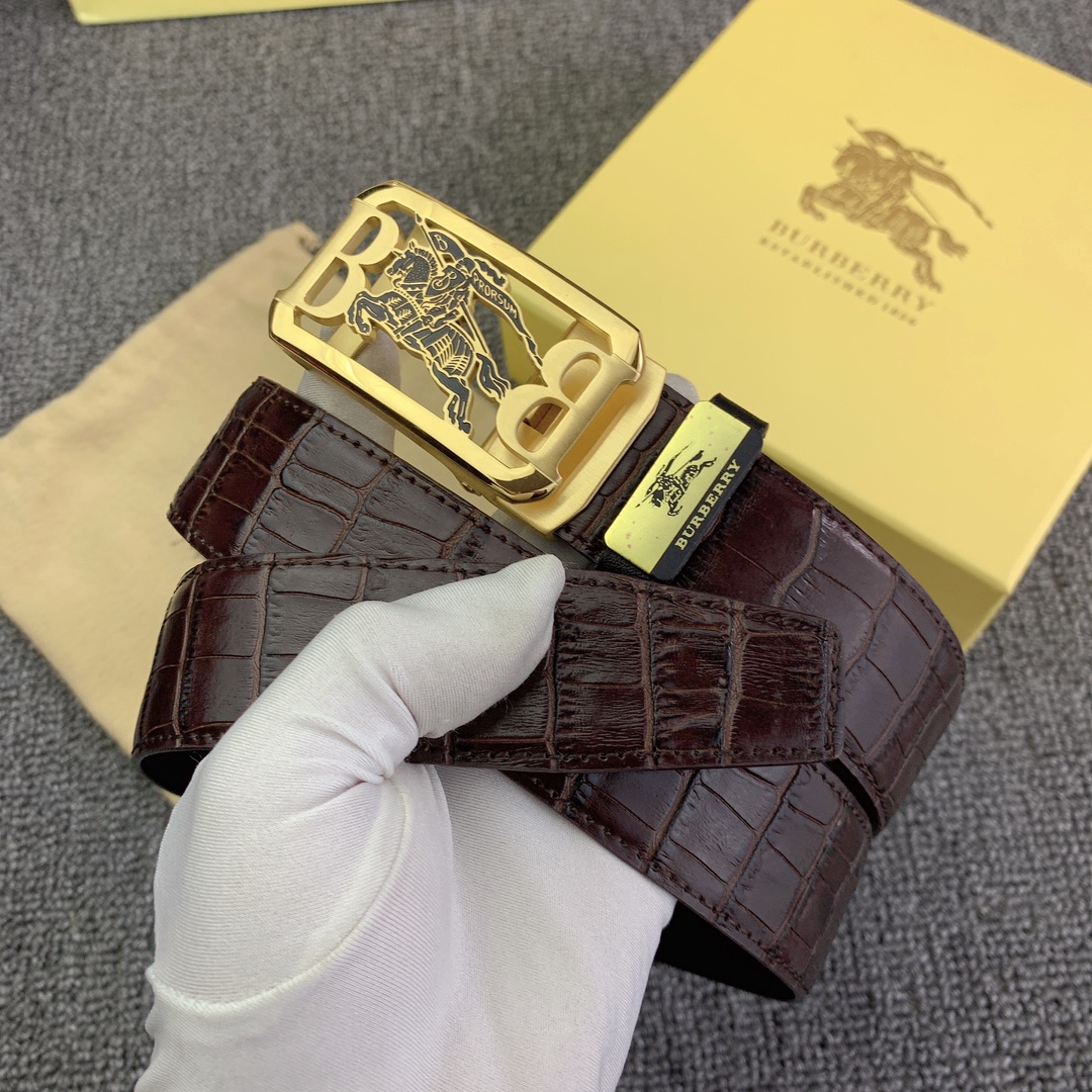 品名巴宝莉原单自动带材质原单牛皮腰带