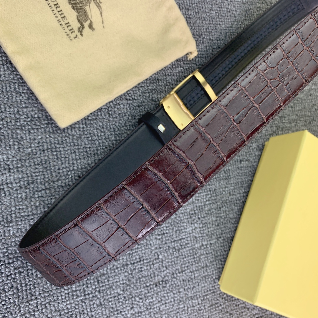 品名巴宝莉原单自动带材质原单牛皮腰带