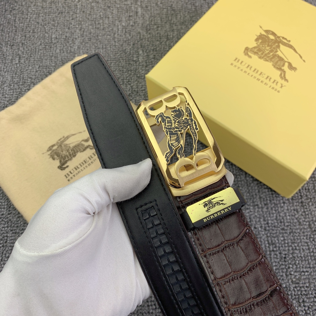 品名巴宝莉原单自动带材质原单牛皮腰带