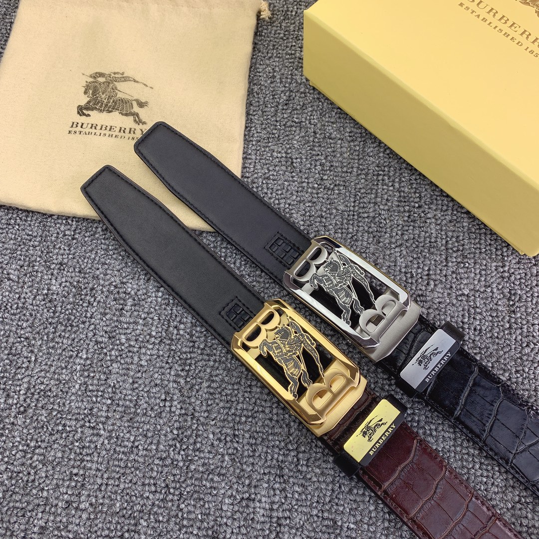 品名巴宝莉原单自动带材质原单牛皮腰带