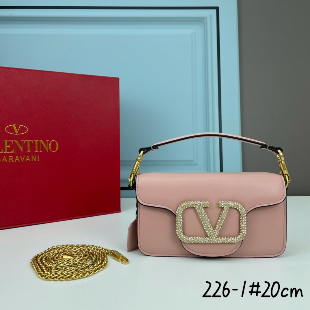 小号VALENTINO MINI LOCÒ仿水晶装饰手袋-VLogo Signature施华洛世奇®仿水