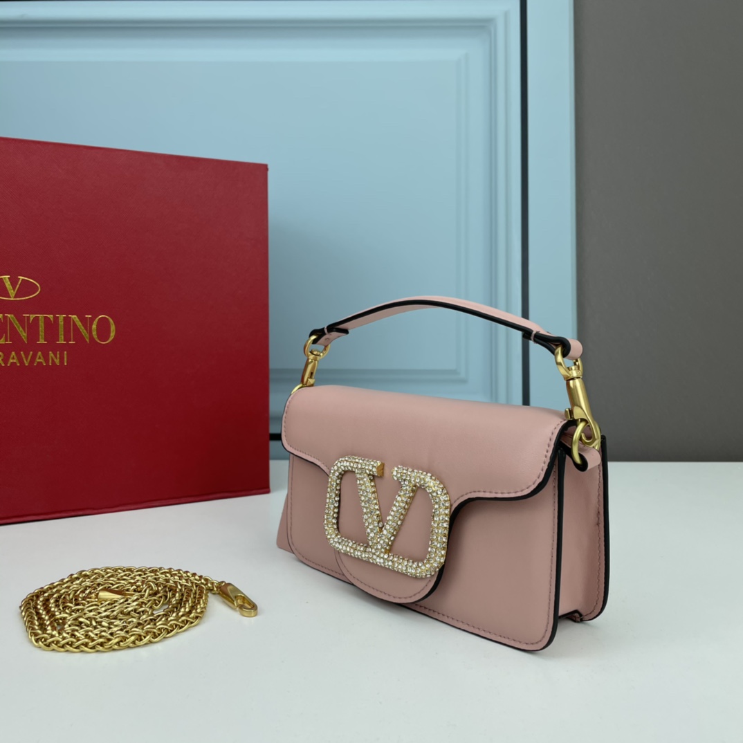 小号VALENTINO MINI LOCÒ仿水晶装饰手袋-VLogo Signature施华洛世奇®仿水