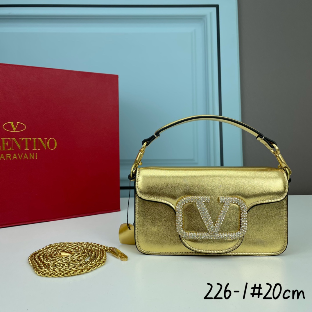 小号VALENTINO MINI LOCÒ仿水晶装饰手袋-VLogo Signature施华洛世奇®仿水