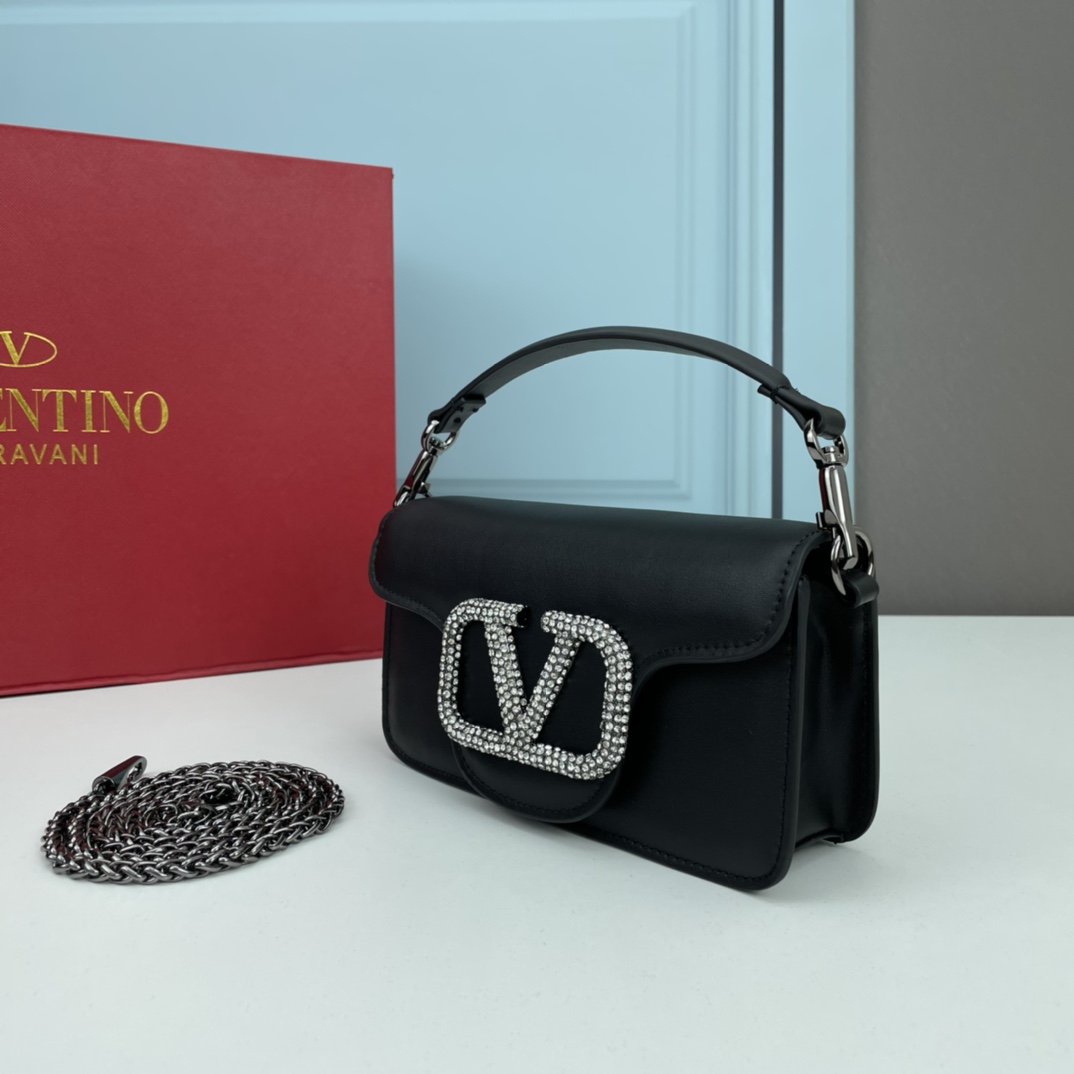 小号VALENTINO MINI LOCÒ仿水晶装饰手袋-VLogo Signature施华洛世奇®仿水