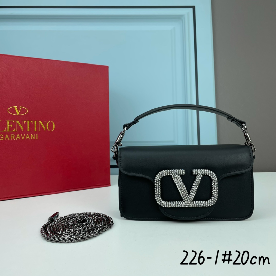 小号VALENTINO MINI LOCÒ仿水晶装饰手袋-VLogo Signature施华洛世奇®仿水