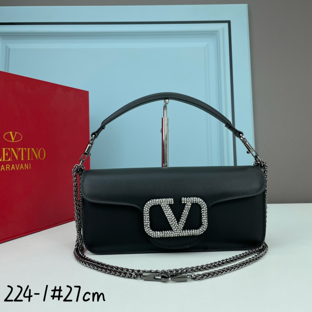 大号VALENTINO MINI LOCÒ仿水晶装饰手袋-VLogo Signature施华洛世奇®仿水