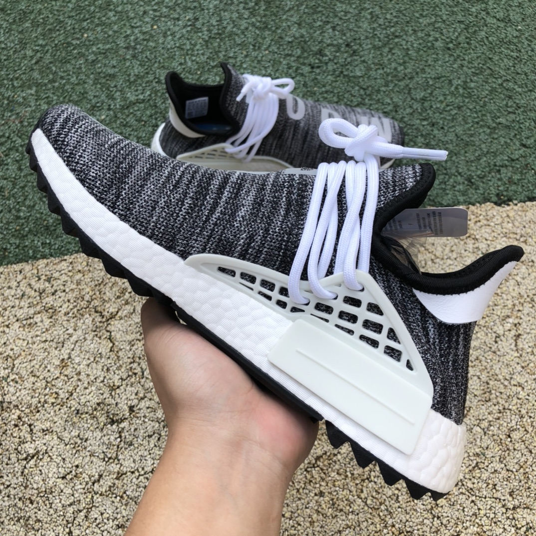 NMD HumanRace Feidong Trail Oreo black and white gray woven women's casual walking shoes AC7359