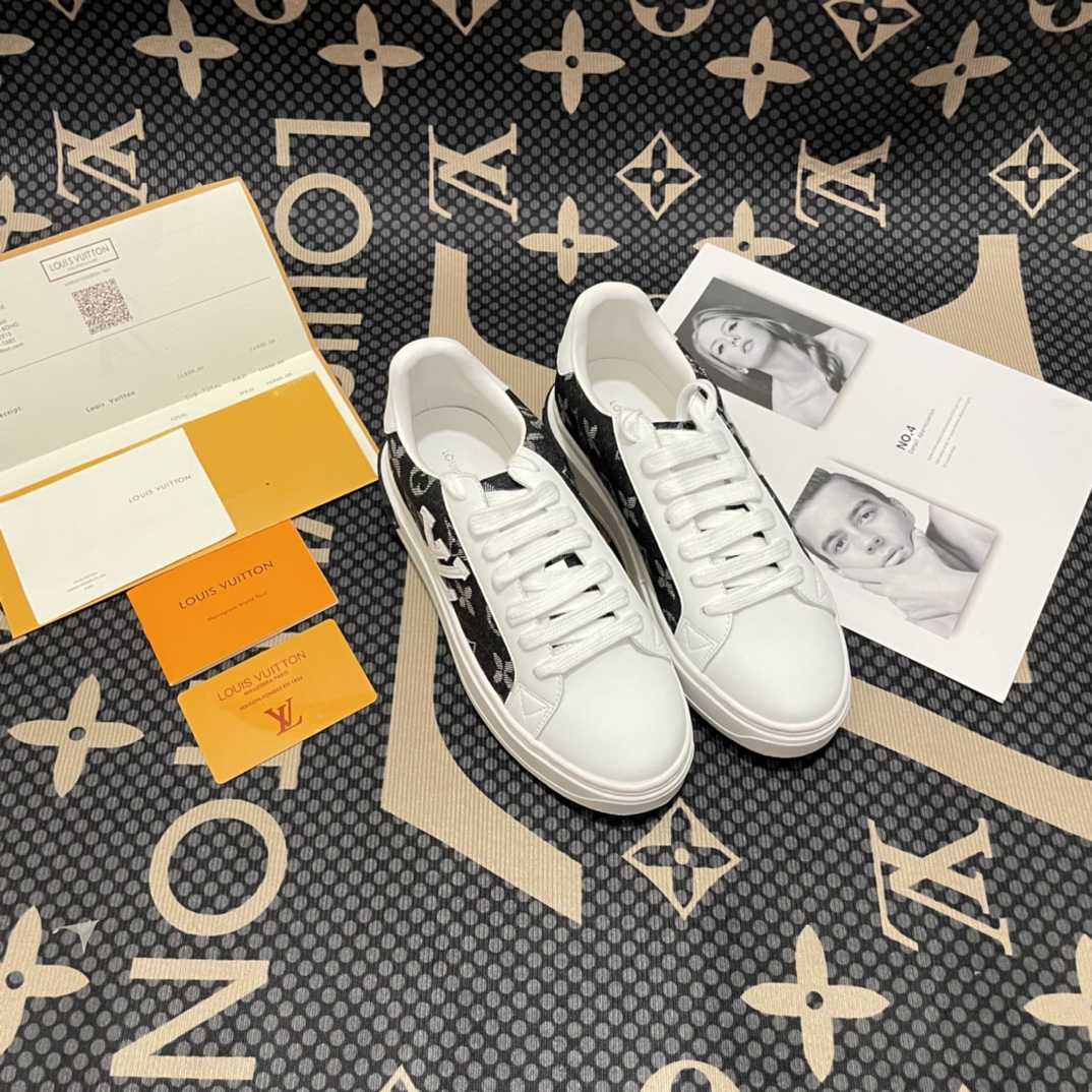 Louis Vuitton Skateboard Shoes Casual Shoes White Splicing Calfskin Cowhide Denim TPU Casual