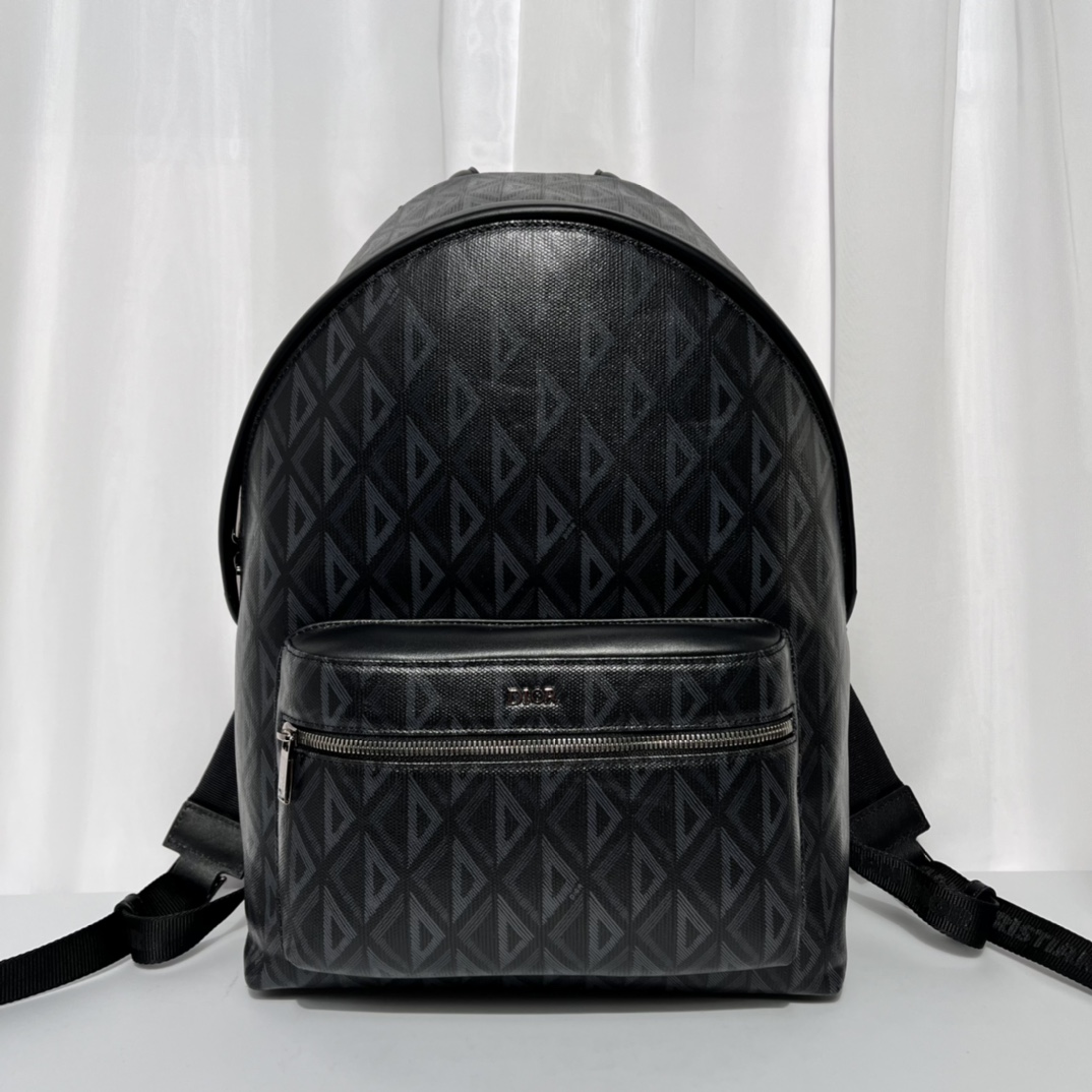 Dior Rider CD Diamond Rugzak - Zwart Canvas & Kalfsleer - Ideaal voor Dagelijks Gebruik