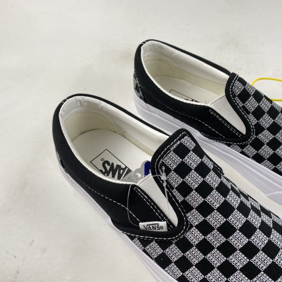 Vans Classic Slip-On98 DX black and gray plaid lazy one pedal canvas shoes VN0A7Q58BLK