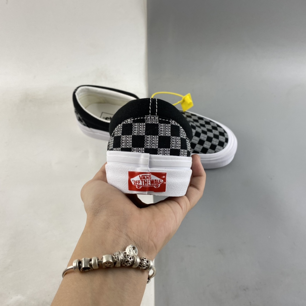 Vans Classic Slip-On98 DX black and gray plaid lazy one pedal canvas shoes VN0A7Q58BLK