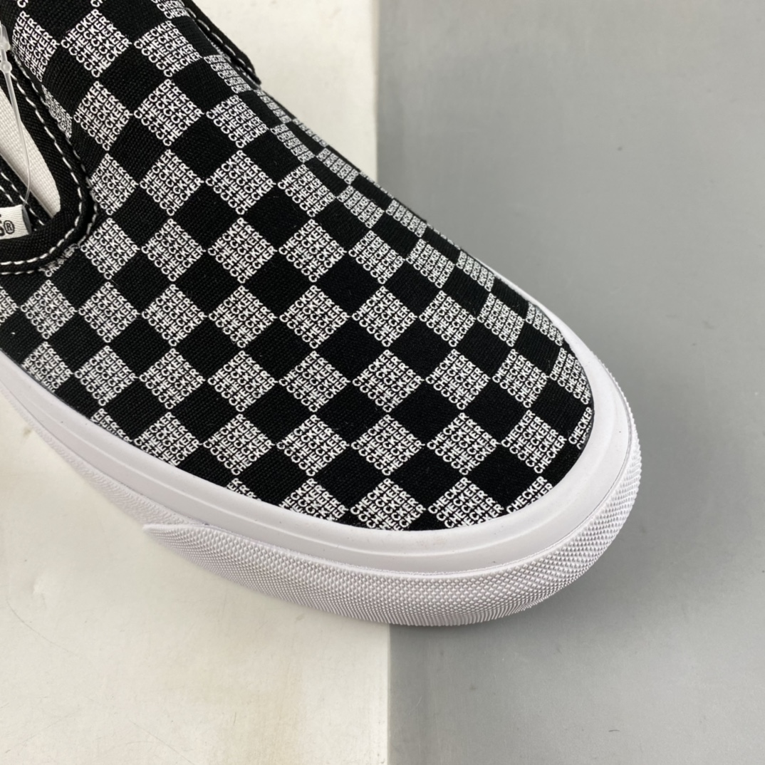 Vans Classic Slip-On98 DX black and gray plaid lazy one pedal canvas shoes VN0A7Q58BLK