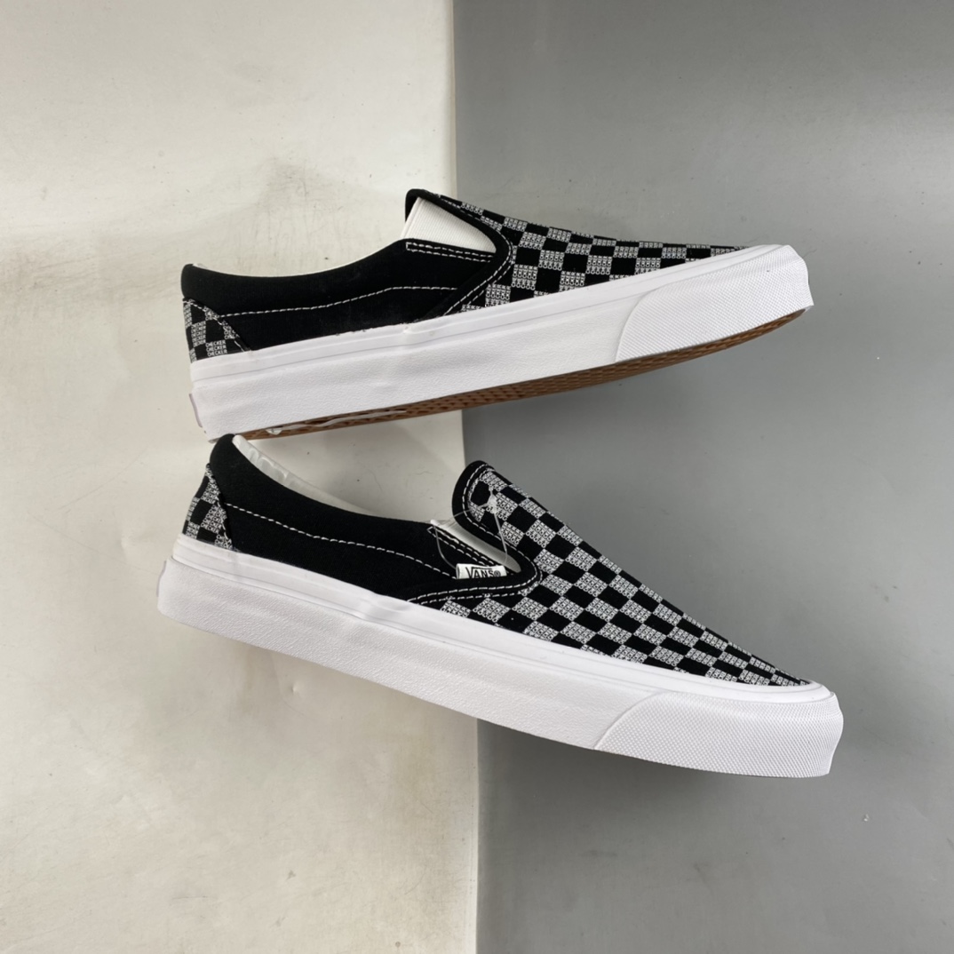 Vans Classic Slip-On98 DX black and gray plaid lazy one pedal canvas shoes VN0A7Q58BLK